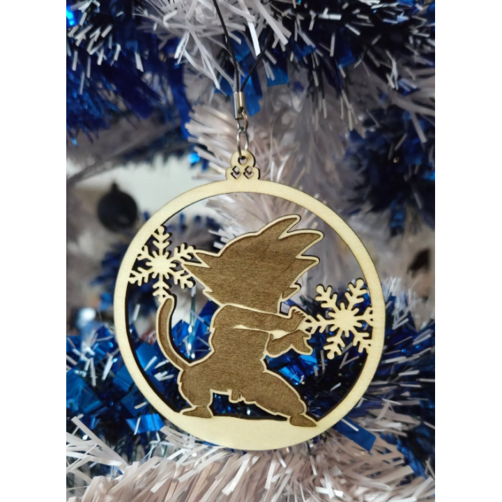 Boule de Noël en bois – Son Goku Dragon Ball Z - Pixatom.fr